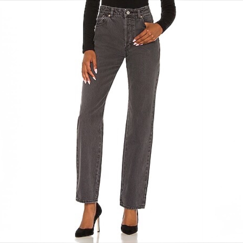 ROLLA'S Classic Straight Jeans Women's 26 Black High Rise Button Fly‎ Washed 90s